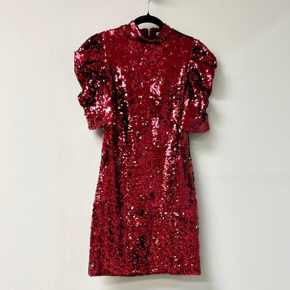 Alice + Olivia Red Sequin Mini Dress - Picture 2 of 7